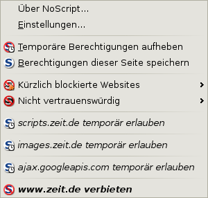 NoScript: Erlaubnis entziehen