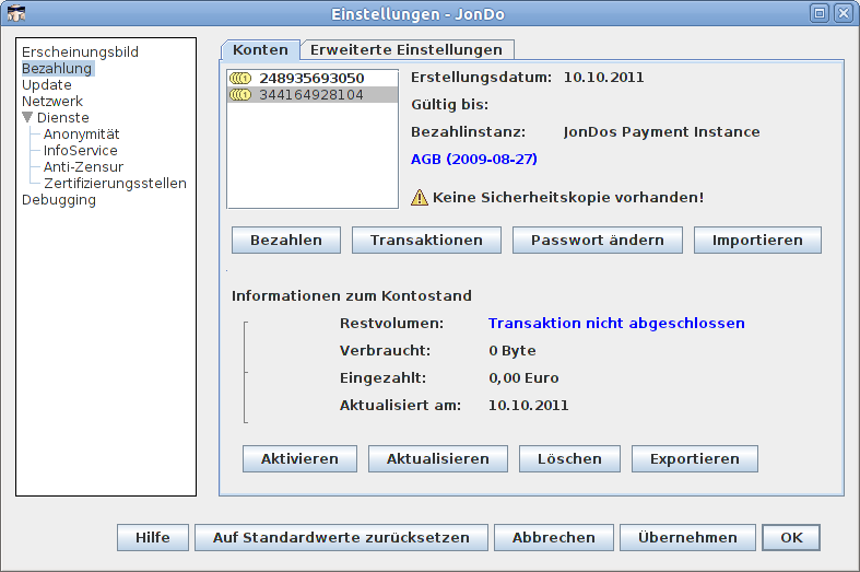 Premium Account erstellen 5. Schritt