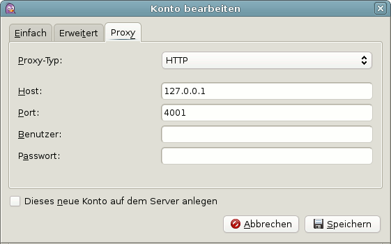 Proxy für Pidgin konfigurieren