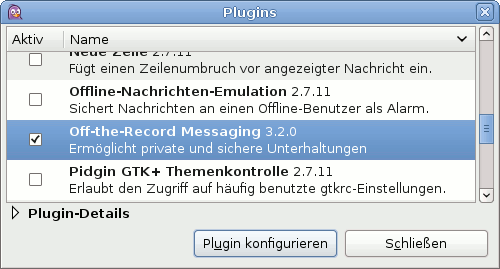 Plugin auswählen