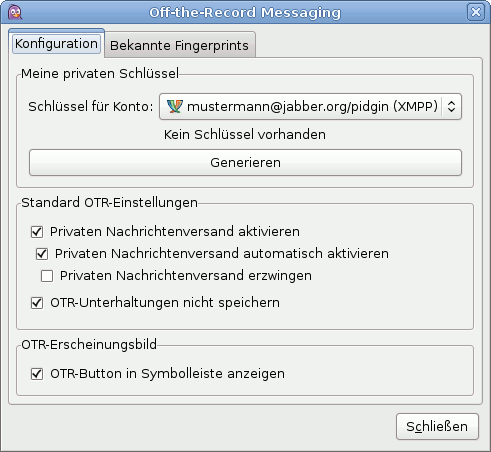 OTR-Verschlüsselung konfigurieren
